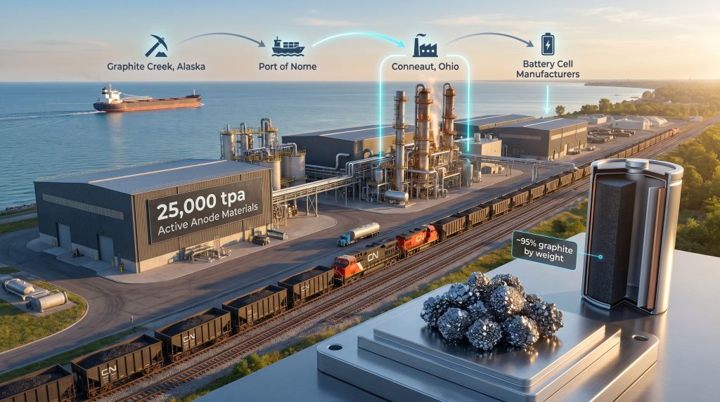 Graphite One Ohio anode materials facility infographic