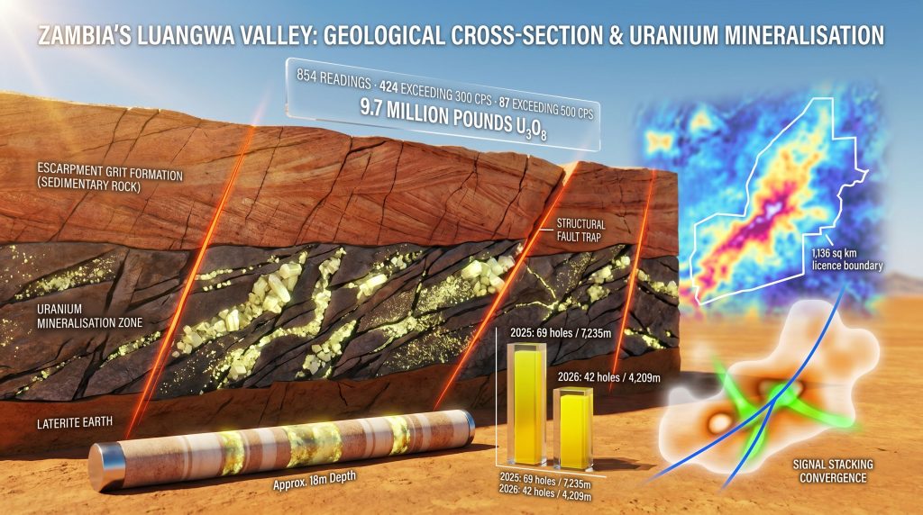 geological memory in mineral exploration cross-section infographic