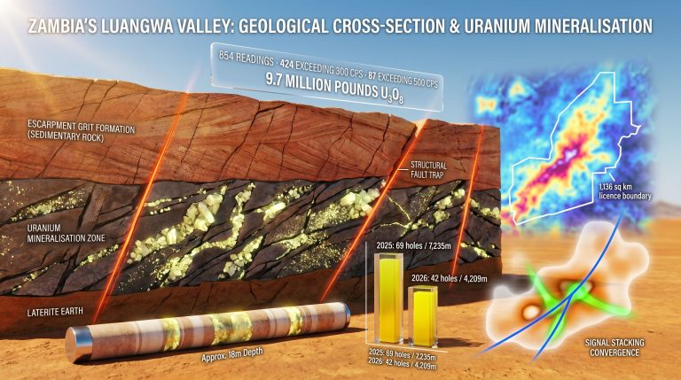 geological memory in mineral exploration cross-section infographic