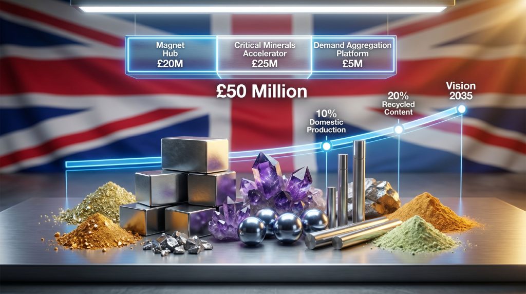 UK £50m funding for critical minerals infographic