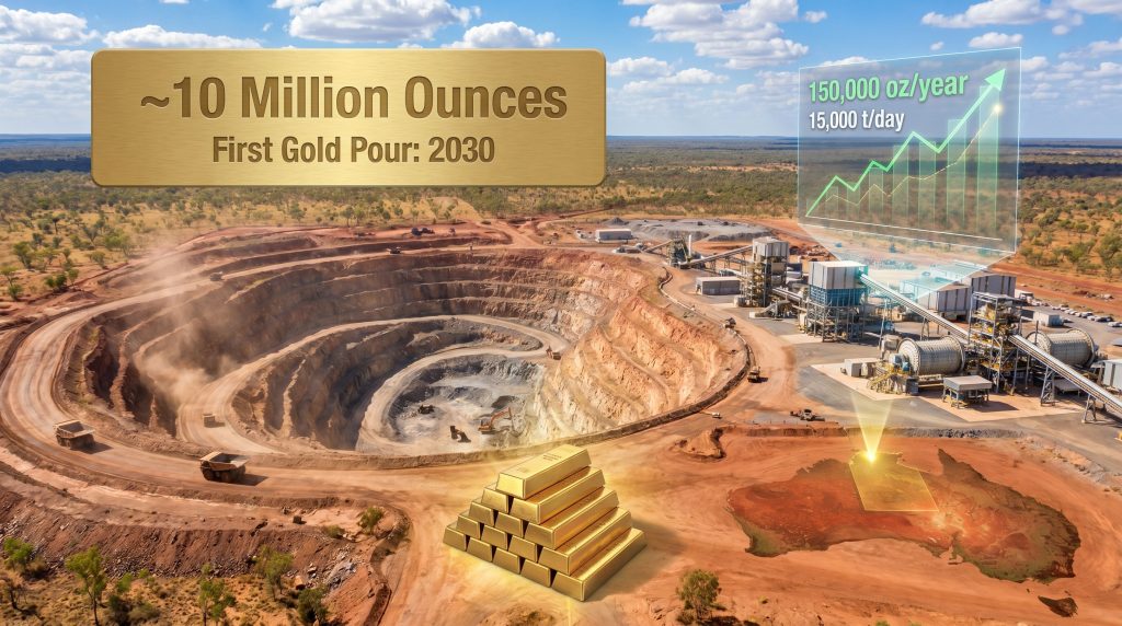Mount Todd gold mine restart infographic aerial view
