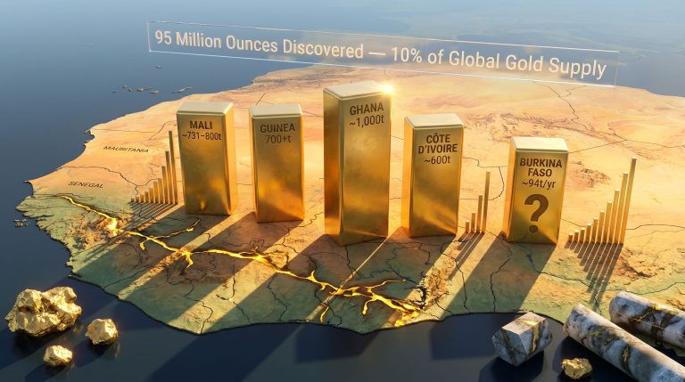 West Africa gold reserves ranking infographic map