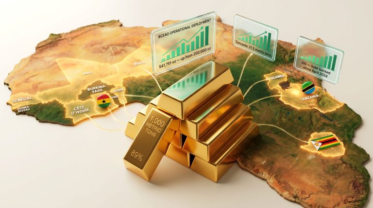 African central banks using gold reserves map
