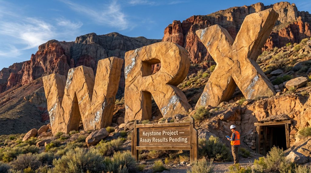 Western Ridge Resources Ltd-WRX-WRX stone letters in desert mountains