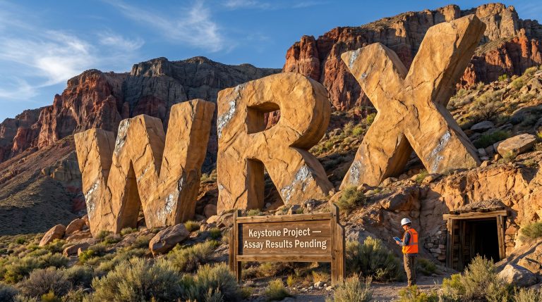 Western Ridge Resources Ltd-WRX-WRX stone letters in desert mountains