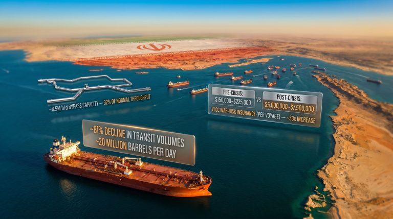 Strait of Hormuz oil shipping risk infographic