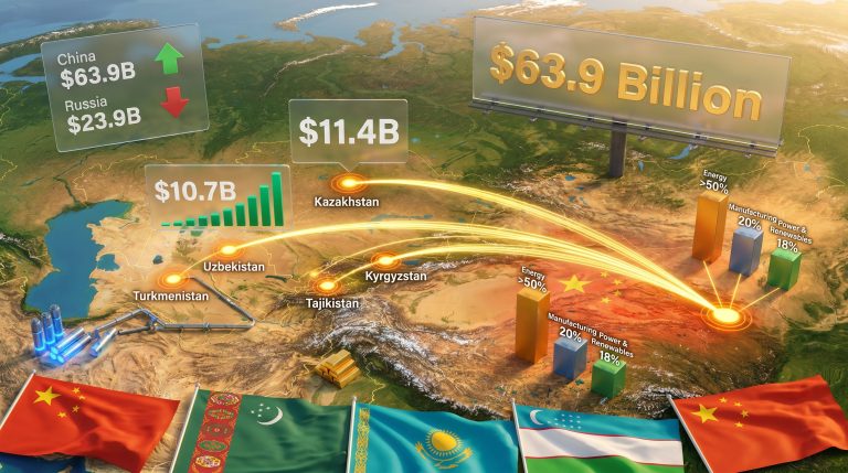 China investment in Central Asia map infographic