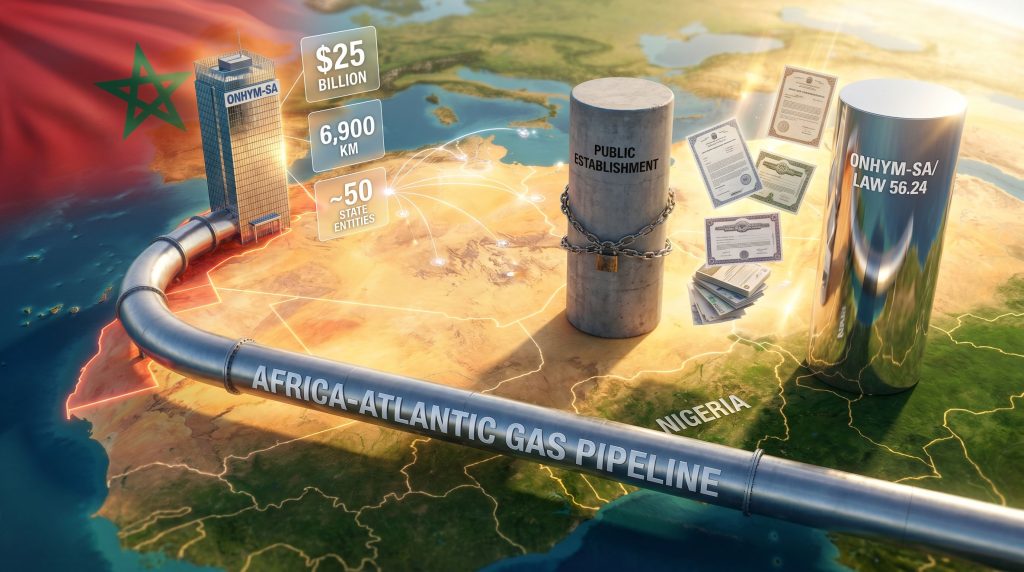 Morocco ONHYM joint-stock company pipeline transformation map