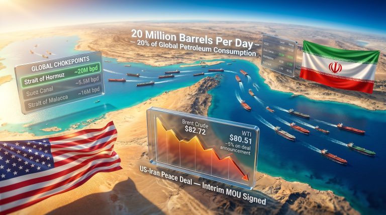 US-Iran peace deal and Strait of Hormuz oil supply map