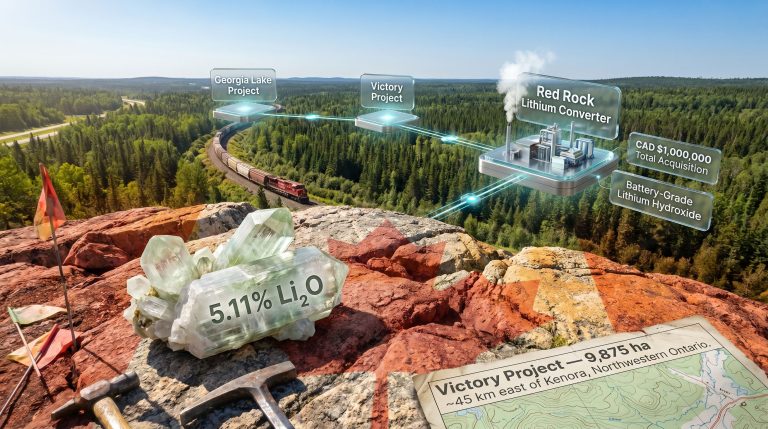 Rock Tech Victory project Ontario lithium acquisition map