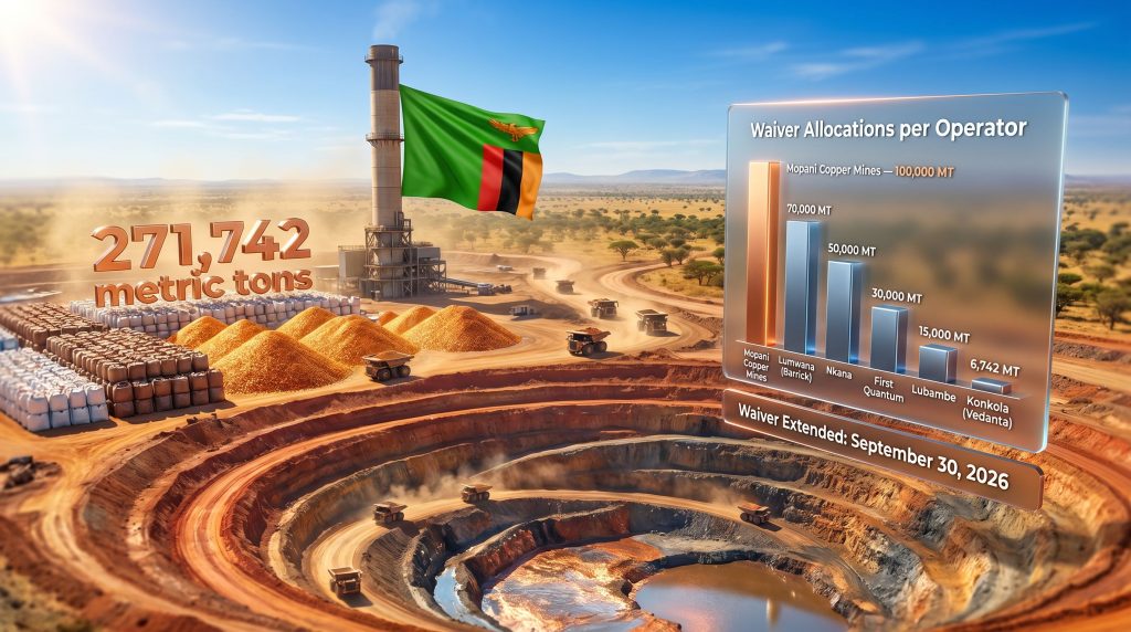 Zambia duty-free copper concentrate export waiver infographic at mine