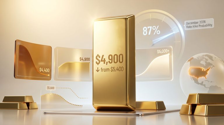 Goldman Sachs gold price forecast cut to $4900 infographic