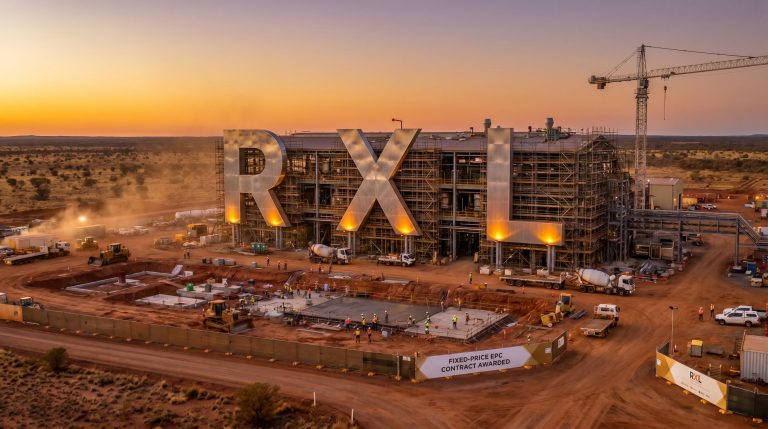 ROX Resources Ltd-RXL-RXL construction site at sunset