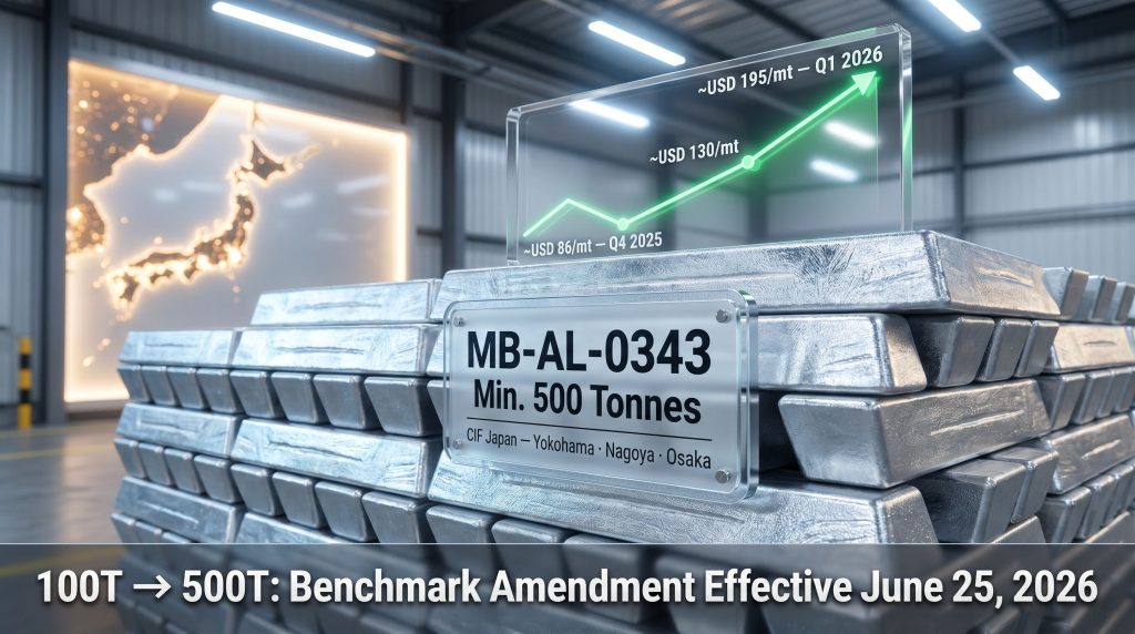 aluminium P1020A spot premium cif Japan minimum tonnage amendment