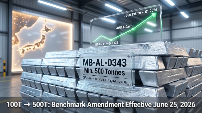 aluminium P1020A spot premium cif Japan minimum tonnage amendment