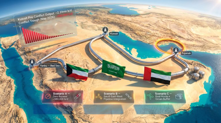 Kuwait pipeline tie-ups to bypass Hormuz map