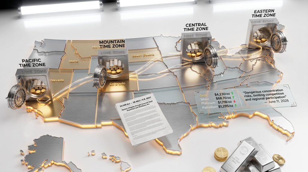 SILVER Act precious metals depositories map illustration