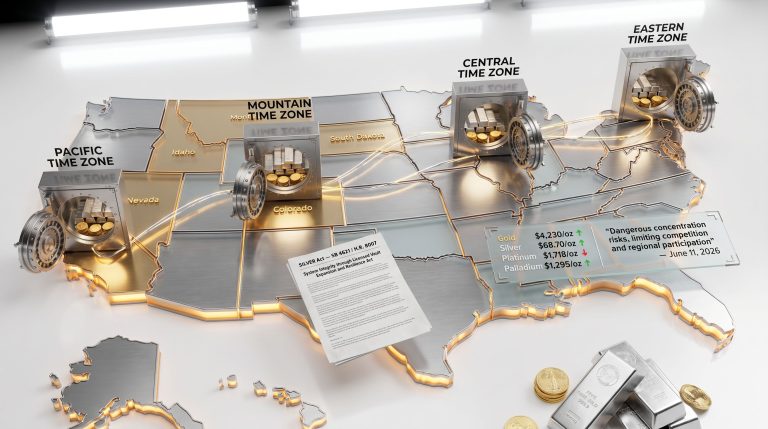 SILVER Act precious metals depositories map illustration