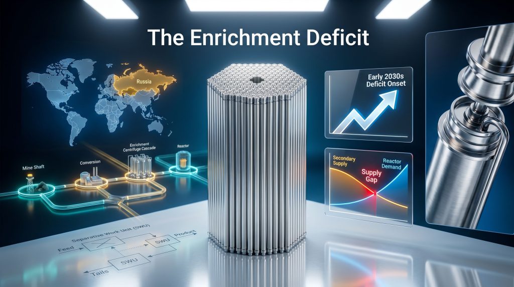 uranium enrichment and supply deficit infographic