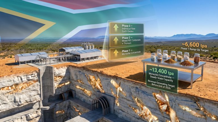 Steenkampskraal Monazite Mine expansion phases infographic