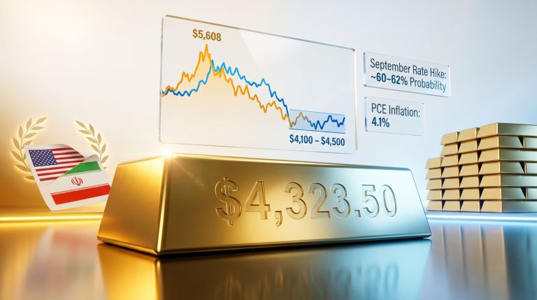 Gold prices and Fed and US-Iran developments chart