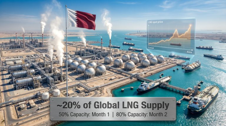 Qatar LNG production restart after Strait of Hormuz reopening infographic