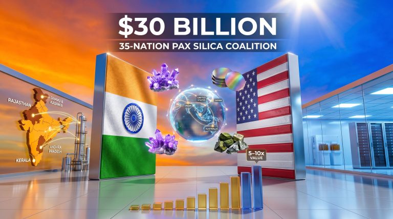 India-US AI and critical minerals partnership growth illustration