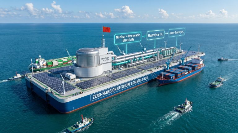 China nuclear-powered floating hub for zero-emission shipping concept