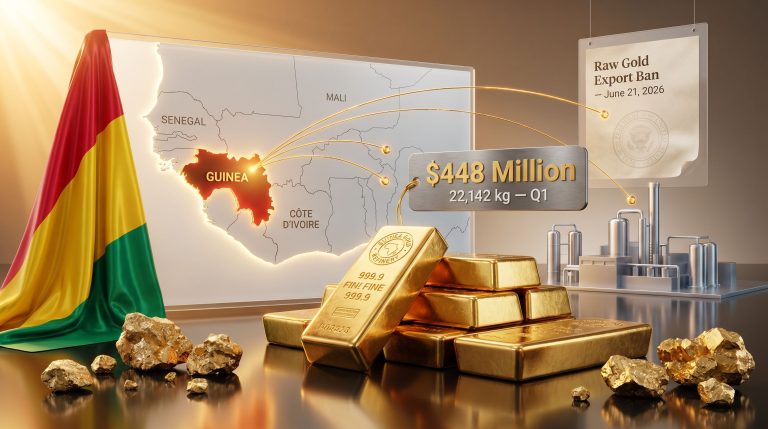 Guinea ban on raw gold exports infographic