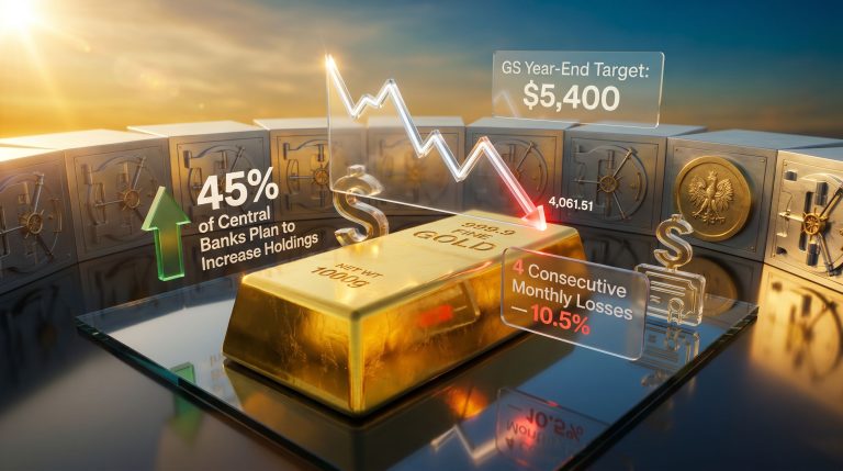gold falls as Fed hike odds hit 80% and central banks keep buying chart graphic