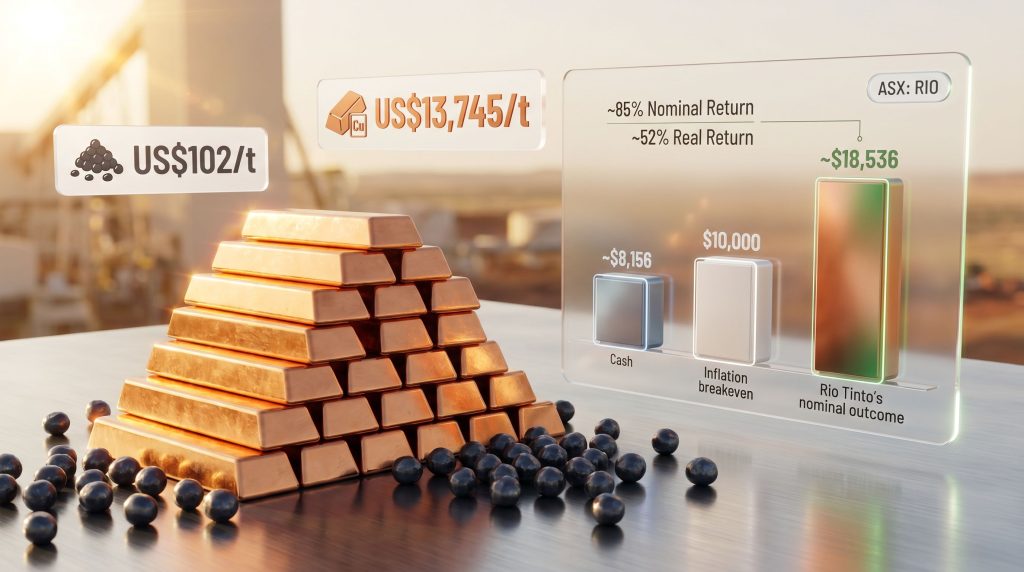 Rio Tinto shares investment return over five years chart