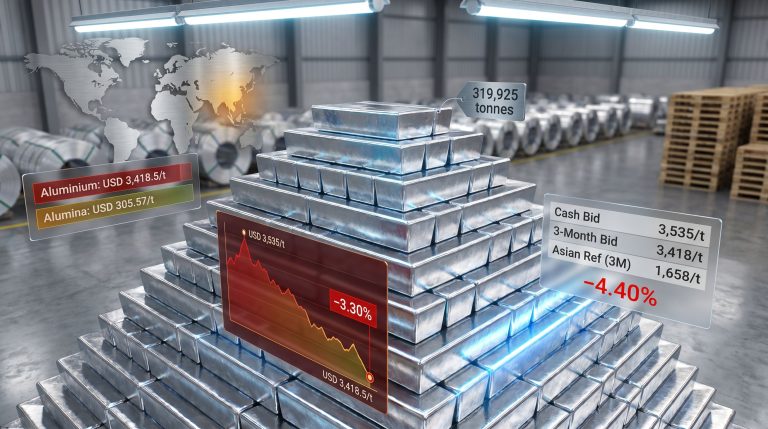 LME aluminium price drops below USD 3500 per tonne chart
