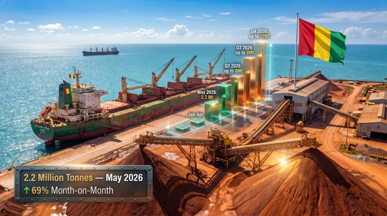 Guinea Simandou iron ore project exports surge chart