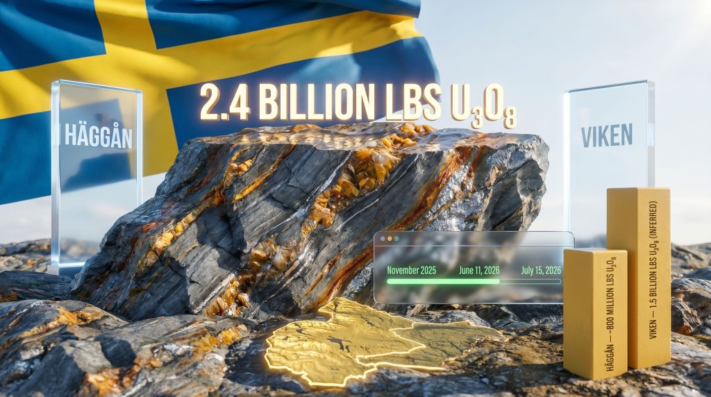 Sweden uranium mining reclassification infographic with reserves