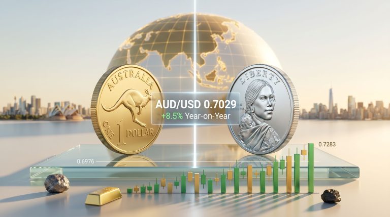 USD and AUD currency trading chart display