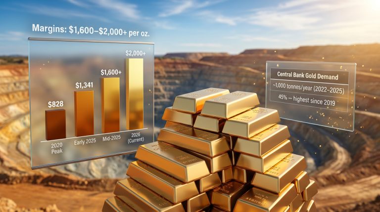 gold miner margins and central bank gold demand chart
