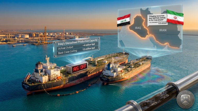 US sanctions on Iraq oil smuggling to Iran tankers map