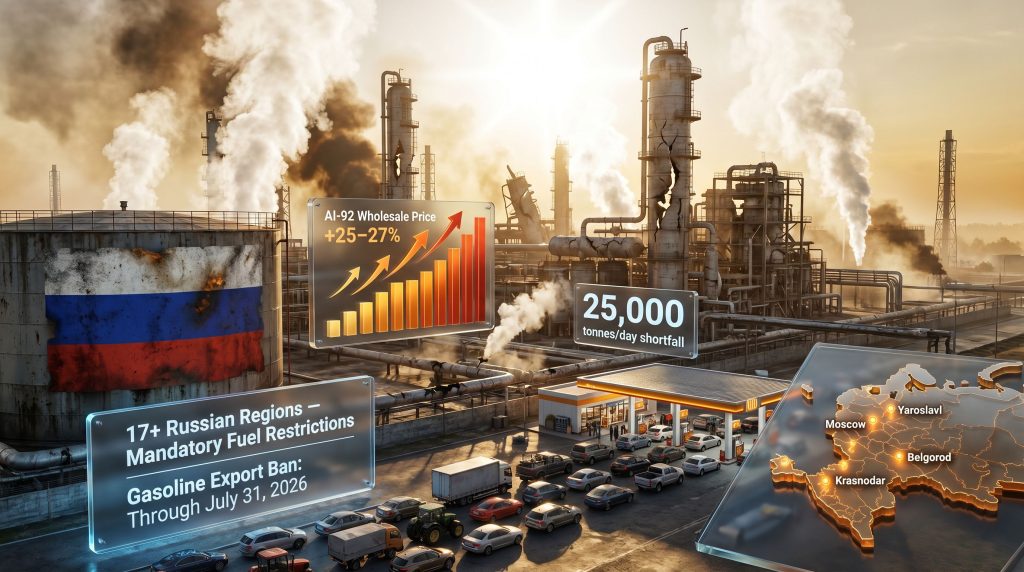 Russia fuel crisis and gasoline shortages graphic