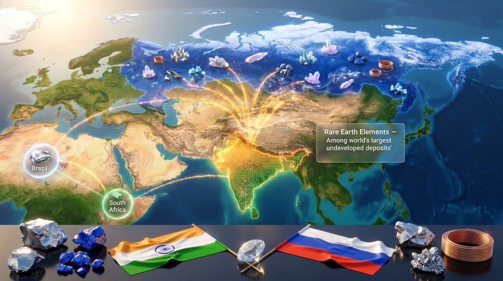 India Russian rare earth BRICS mining cooperation map