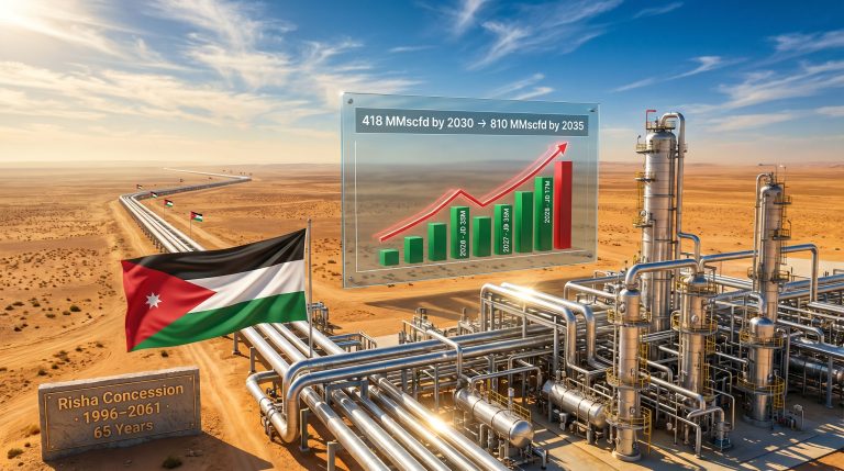 Jordan Risha gas field concession extension infographic￼