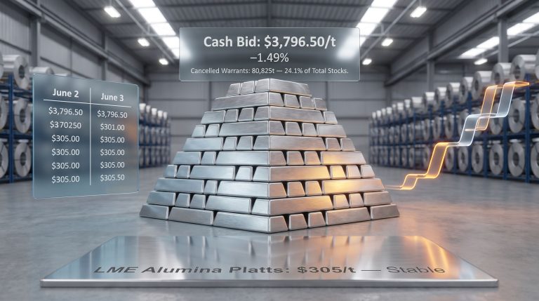 LME aluminium prices eased after spike chart