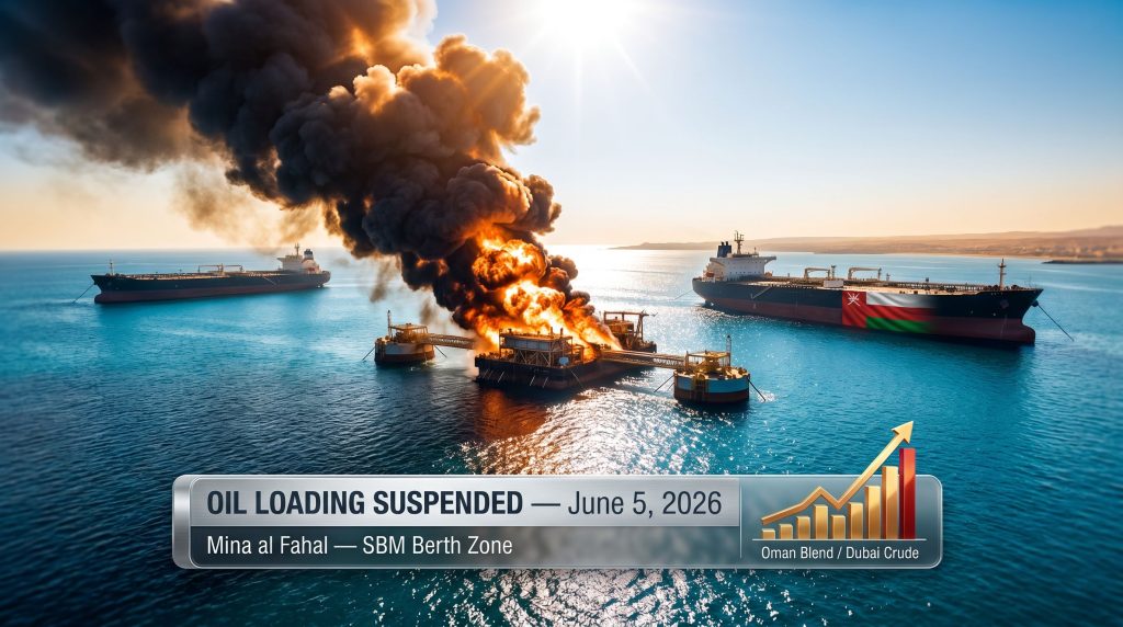 Oman Mina al Fahal terminal explosion at sea facility