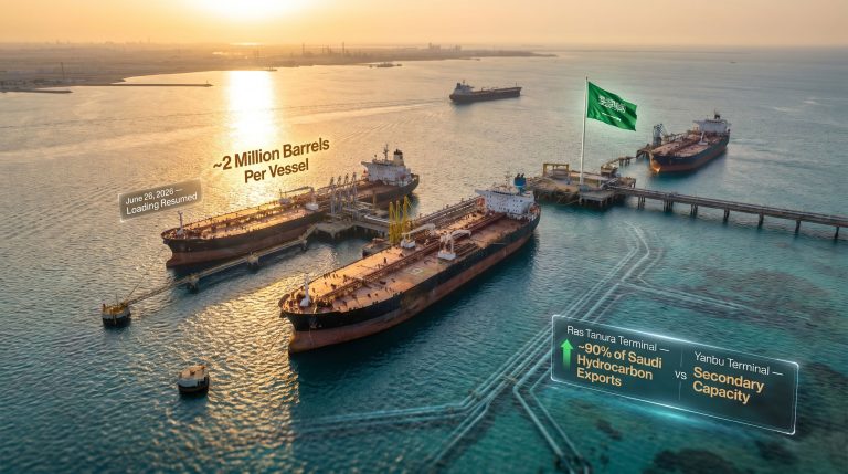 Saudi Aramco Ras Tanura oil loading resumed at terminal