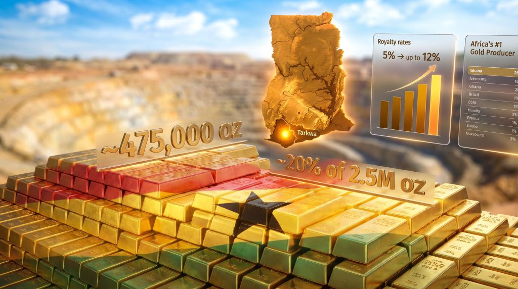 Ghana local control of Gold Fields Tarkwa mine infographic