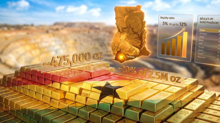 Ghana local control of Gold Fields Tarkwa mine infographic