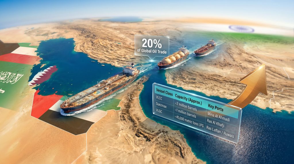 Indian Oil Corp Hormuz oil and LPG tenders map
