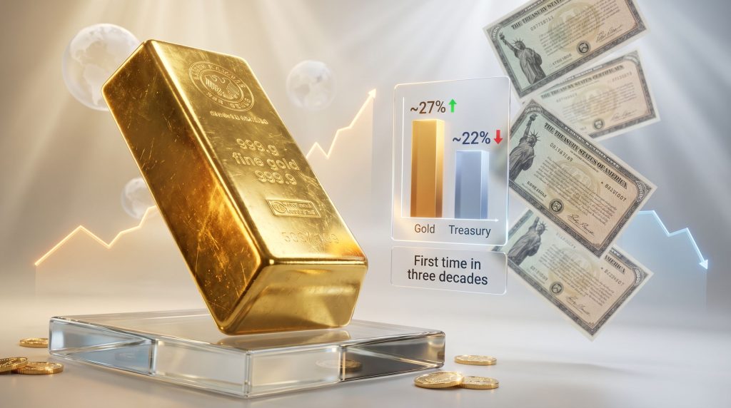 gold overtakes US treasuries as reserve asset chart