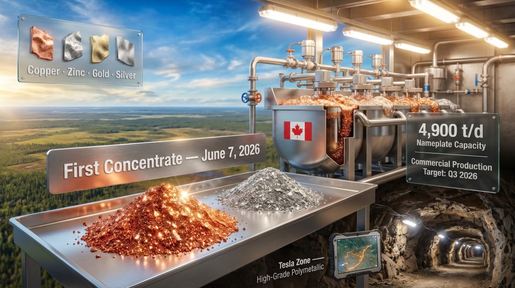 Eldorado produces first concentrate at McIlvenna Bay plant scene