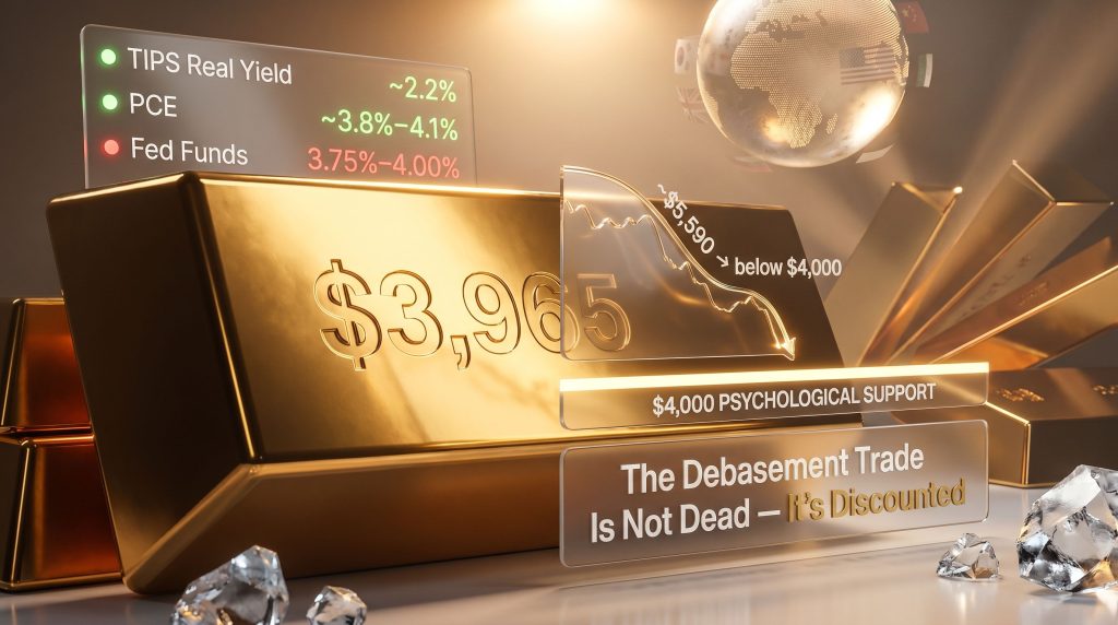 gold below $4,000 debasement trade graphic