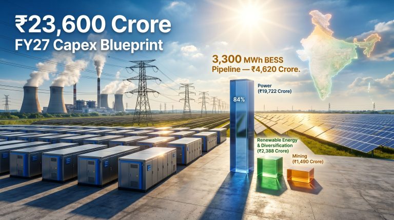 NLC India FY27 capex and BESS projects infographic